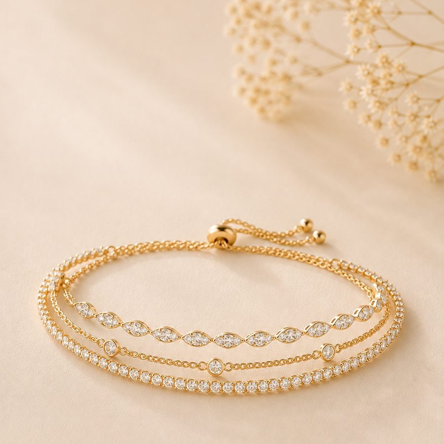 Layered Diamond Bracelet Set